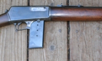 moviegunguy.com, movie prop  Gangsters & G-Men, Winchester Model 1907 .351 SLR with high-cap mag.