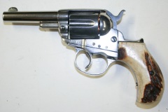 movie prop handguns, revolver, Nickel-plated Colt double-action Lightning revolver with Staghorn grips, moviegunguy.com