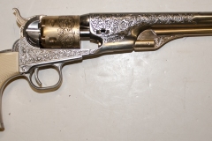 movie prop handguns, revolver, Replica Engraved Nickel and Gold Plated Cap-and-Ball revolver, moviegunguy.com