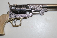 movie prop handguns, revolver, replica Engraved Nickel-plated Colt Navy Cap-and Ball, moviegunguy.com
