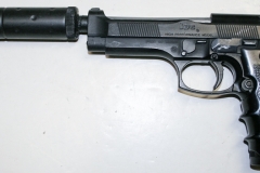moviegunguy.com, movie prop handguns, semi-automatic, Replica Beretta 92F with silencer