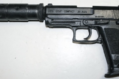 moviegunguy.com, movie prop handguns, semiautomatic, Rubber HK USP with siencer