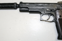 moviegunguy.com, movie prop handguns, semiautomatic, Replica S&W 9mm with silencer.