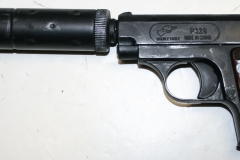 moviegunguy.com, movie prop handguns, semiautomatic, Replica Colt .25 Automatic with silencer.