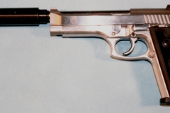 moviegunguy.com, movie prop handguns, semi-automatic, beretta 92f stainless with silencer