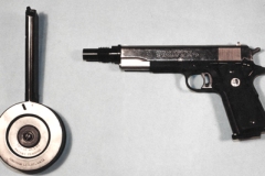 moviegunguy.com, movie prop handguns, semi-automatic, colt .45 with drum magazine