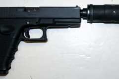 moviegunguy.com, movie prop semiautomatic handguns, Glock 17 Blow-Back Gun with replica silencer