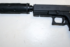 moviegunguy.com, movie prop semiautomatic handguns, Glock 17 Blow-Back Gun with replica silencer
