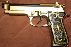 moviegunguy.com, movie prop handguns, semi-automatic, Gold Blow-Back Beretta