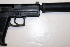 moviegunguy.com, movie prop semiautomatoc handgun, HK 9mm USP compact Blow-Back pistol with silencer