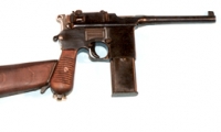 moviegunguy.com, movie prop handguns, semi-automatic, broomhandle mauser with shoulder stock