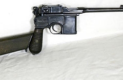 moviegunguy.com, movie prop handguns, semi-automatic, broomhandle mauser shoulder stock