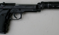 moviegunguy.com, movie prop handguns, semi-automatic, replica Beretta with silencer