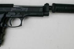 moviegunguy.com, movie prop handguns, semi-automatic, Replica Beretta 92 with silencer