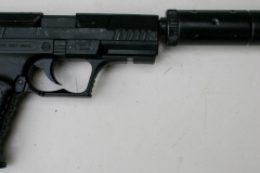 moviegunguy.com, movie prop handguns, semi-automatic, Replica Walther P99 with silencer