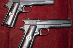 moviegunguy.com, movie prop handguns, Match pair of replica Colt 1911s with skul lgrips