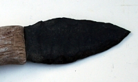 Rubber Bone Handle Knife with Obsidian Blade, moviegunguy.com
