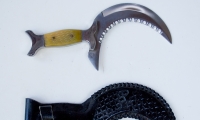 Custom Handle Sickle and Sheath, moviegunguy.com