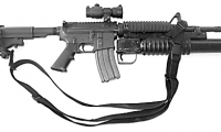 prop modern US military guns/gear, M4 optics and grenade launcher