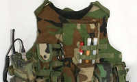 prop modern US military guns/gear, military assault vest