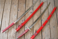 moviegunguy.com,  Katanas, Martial Arts and Ninja Weapons, Red Trimmed Katana Set