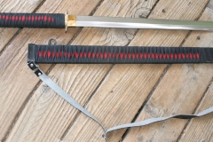 moviegunguy.com,  Katanas, Martial Arts and Ninja Weapons, Asian straight sword with red trim and shoulder scabbard