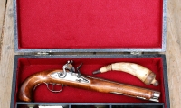 golden age of piracy, moviegunguy.com, flintlock Dueling Pistols in presentation case