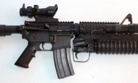 moviegunguy.com, movie prop rifles, M4 carbine with ACOG Optic and Grenade Launcher