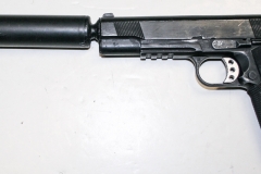 movie prop handguns, semi-automatic, Replica 1911 Tactical with silencer