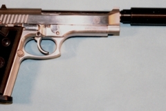 movie prop handguns, semi-automatic, beretta 92f stainless with silencer
