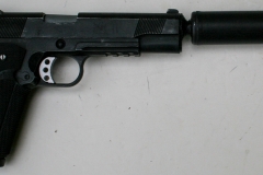 movie prop handguns, semi-automatic, replica Custom 1911 with silencer