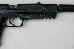 movie prop handguns, semi-automatic, Replica HK 9mm with compensator and silencer.