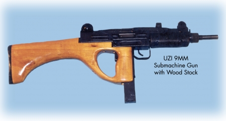 UZI with wood stock replica. 